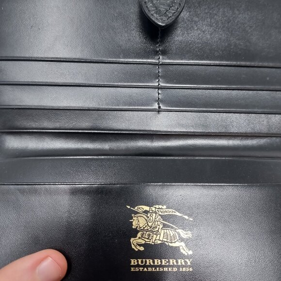 BURBERRY Haymarket Check Black Wallet - Picture 6 of 8